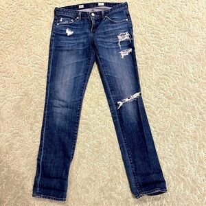 AG ADRIANO GOLDSCHMIED STILT CIGARETTE LEG DISTRESSED & RIPPED JEANS SIZE 27